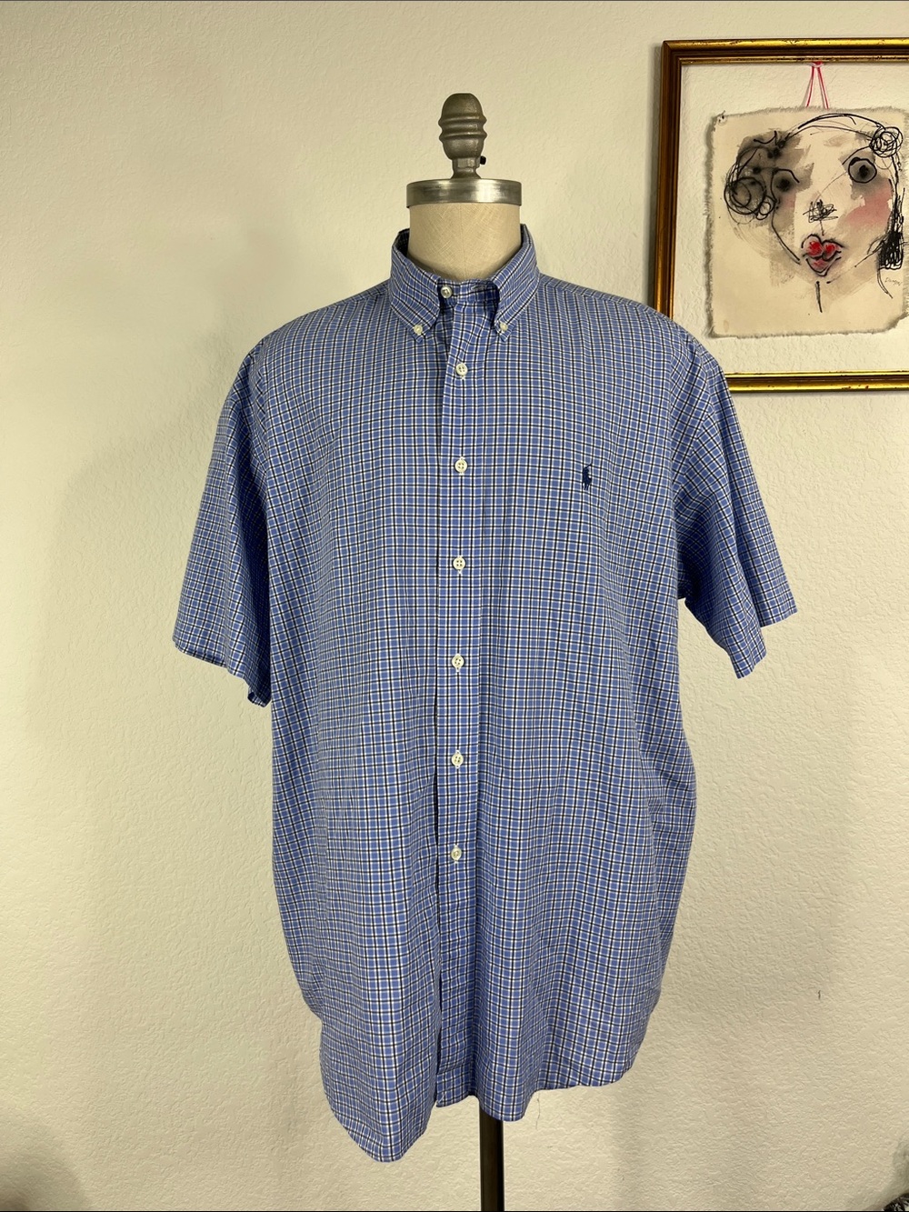 Polo Ralph Lauren Blake Gridded Plaid Embroidered Pony Button Front Shirt